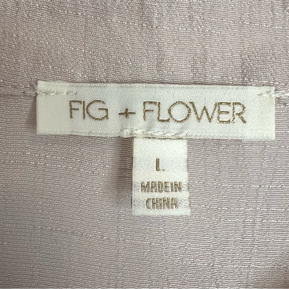 Fig + Flower‎ Tan Midi Dress with Burgundy Pink Embroidery. Size Large. - Picture 3 of 16